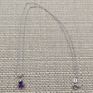 18 Inch Sterling Silver Cute Amethyst Gem Pendant Necklace A5603